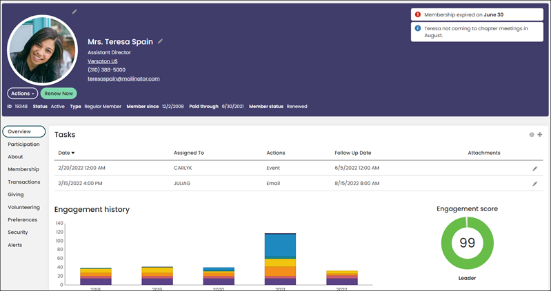 Contact account page